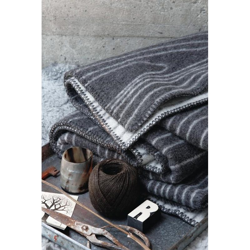Roros Tweed SKOG Wolldecke 135 x 200cm grau/natur 4903